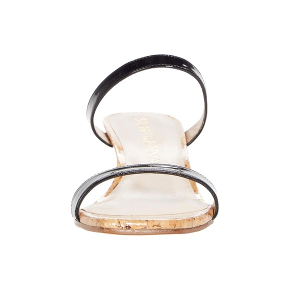 Stuart Weitzman Aleena 50 wedge Black patent leather sandals pumps mules 6.5 - Picture 5 of 13